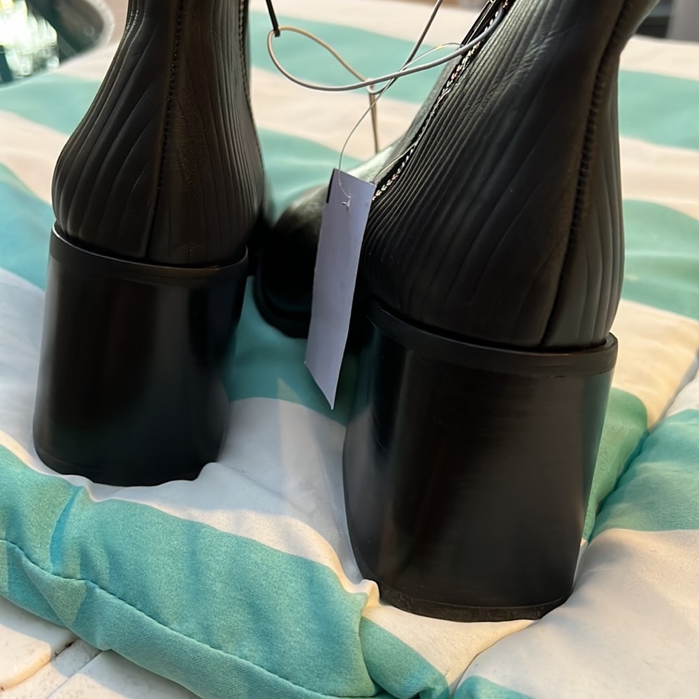 New!!! Zac Posen Tenesha Black Leather Heeled Ankle Boot Size 8.5 - Picture 7 of 14